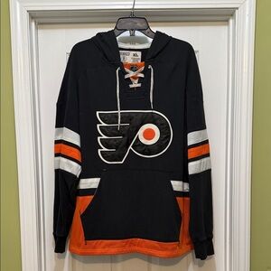 CCM Philadelphia Flyers Skate Lace Hoodie Jersey XL Black Orange NHL